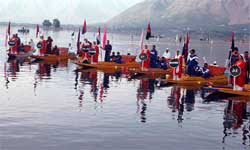 A view of 8th All India Police Water Sports Championship at Dal Lake Srinagar.