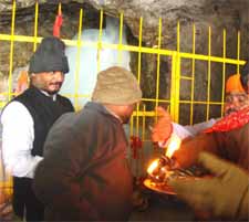 Lord Shiva in the form of a Lingam at Shri Amarnathji Holy Cave. 