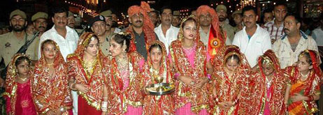 A view of colourful procession during Navratra Festival at Katra.