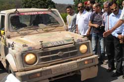 A view of Ist Mughal Road Motor Rally-2010 reaching Jammu from Kashmir.