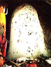 A view of Shiv Lingam at Shri Amarnathji Shrine in Kashmir. 